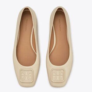 Brand New TORY BURCH sz 10 Beige wrinkle free Leather Ballet Flat Shoes 86721